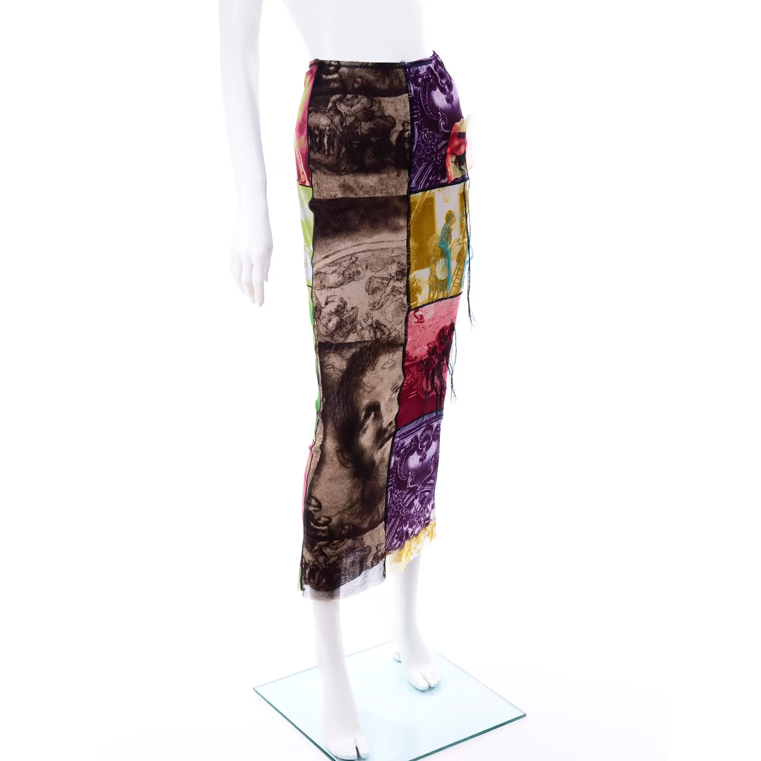 1990s Jean Paul Gaultier Maxi Skirt w/ Iconography & Nature Patchwork
