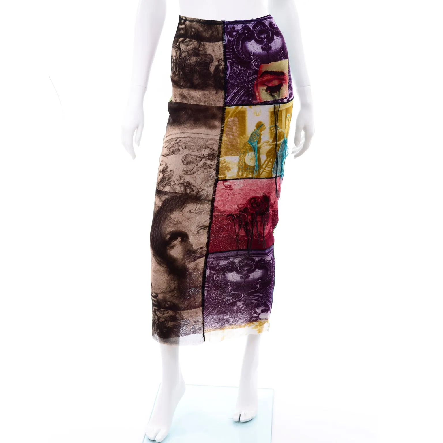 1990s Jean Paul Gaultier Maxi Skirt w/ Iconography & Nature Patchwork
