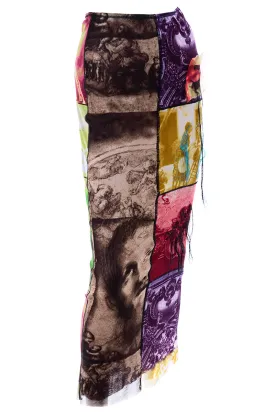 1990s Jean Paul Gaultier Maxi Skirt w/ Iconography & Nature Patchwork