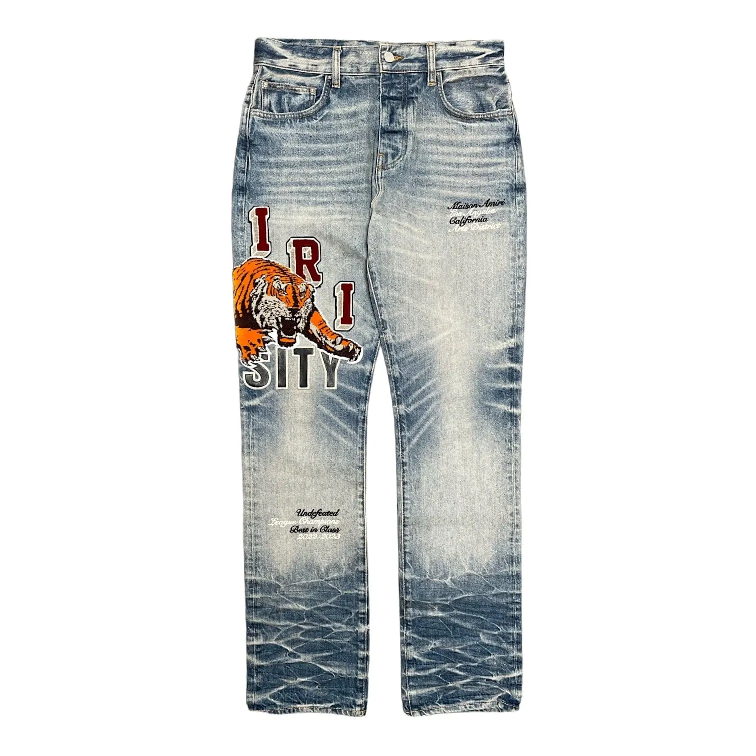Amiri Varsity Tiger Straight Jeans Vintage Indigo Pre-Owned
