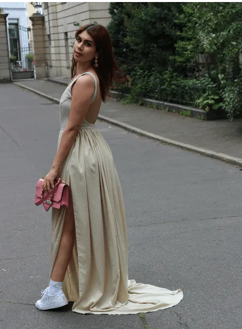 BEIGE EVENING DRESS