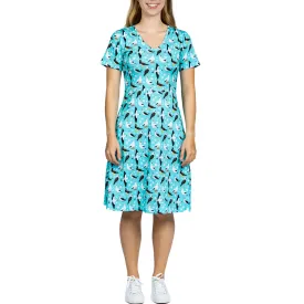 Booby Birds A-Line Dress (With Waist Seam)