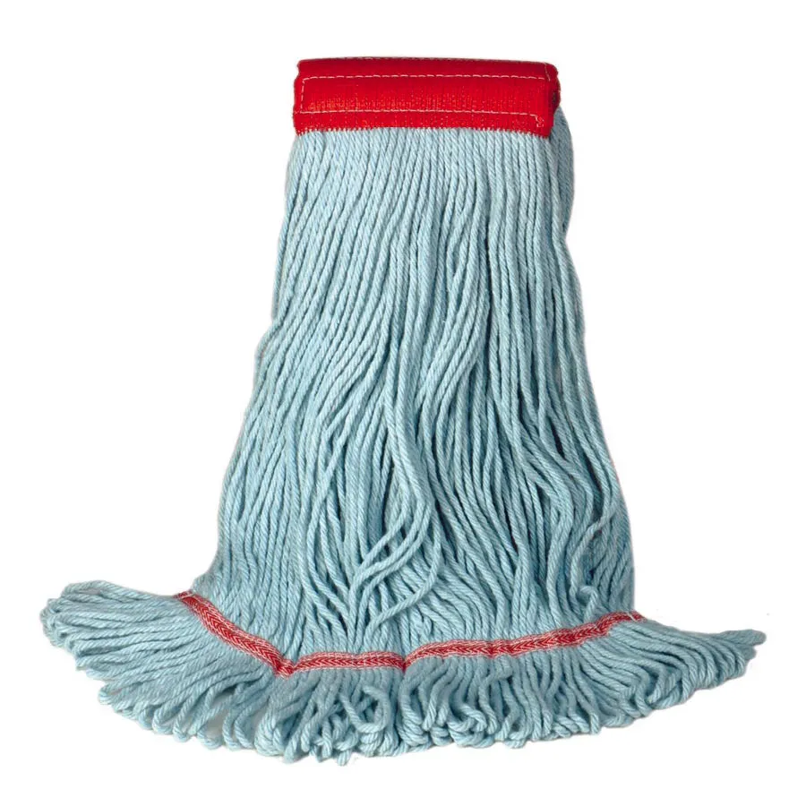 Bright Solutions® Water Bottle Blue Eco-Friendly Wet Mop w/ Narrow Band (Size: Large | Looped Ends)