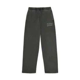Broken Planet Basics Straight Leg Sweatpants - Washed Soot Black