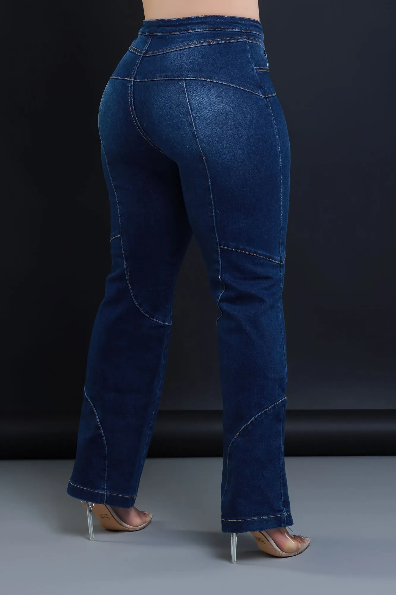 Busy Signal Patchwork Hourglass Straight Leg Jeans - Dark Wash
