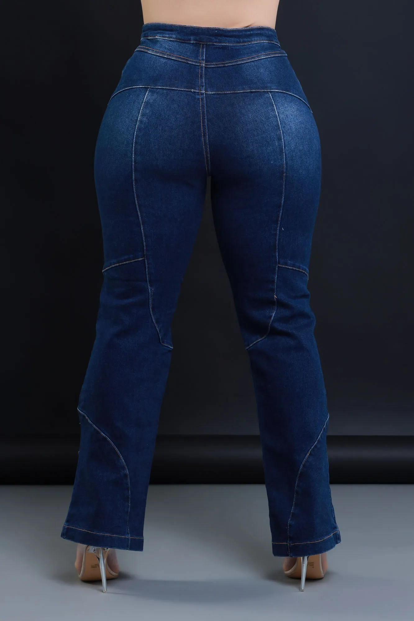 Busy Signal Patchwork Hourglass Straight Leg Jeans - Dark Wash