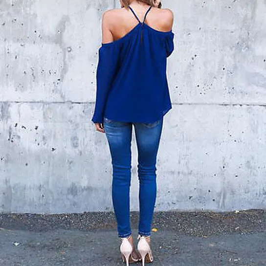 Classic off the shoulder chiffon loose blouse