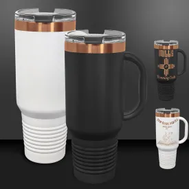 Copper-Ion Plated Polar Camel 40 oz. Travel Mug with Handle, Straw Included