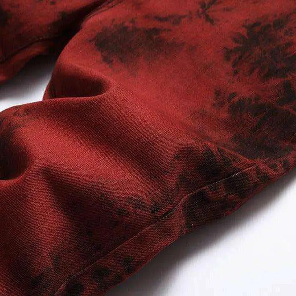 Dark-painted red men's jeans