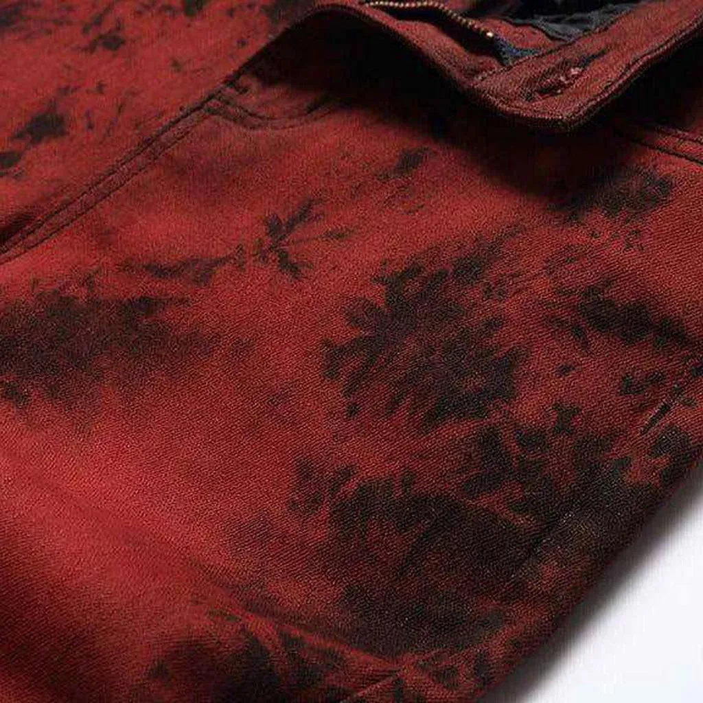 Dark-painted red men's jeans
