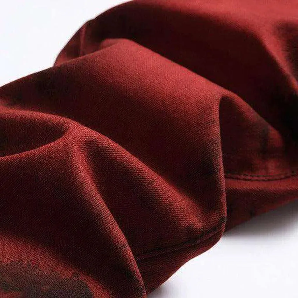 Dark-painted red men's jeans