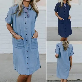 Denim Dress with Pockets