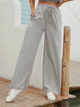 Drawstring Waist Wide Leg Sweatpants
