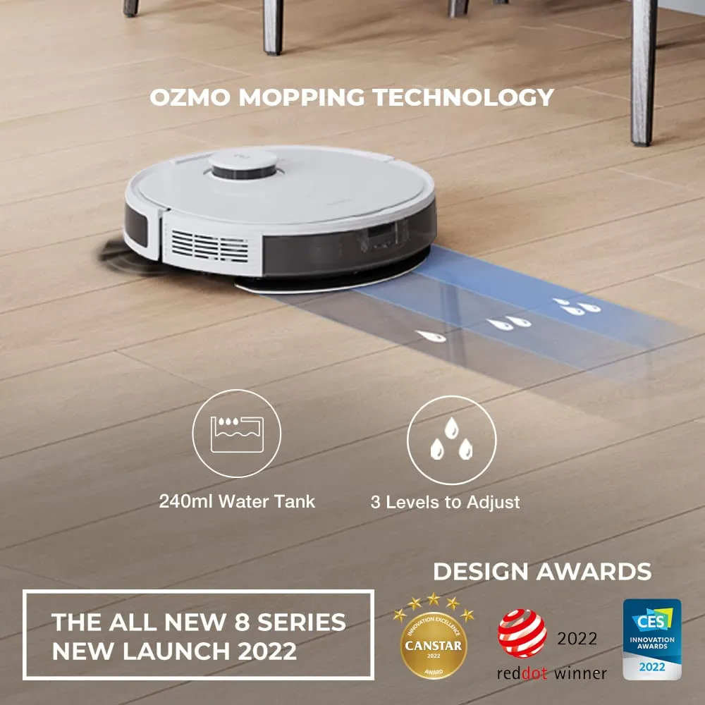 ECOVACS DEEBOT N8 PLUS 2-in-1 Robot Vacuum Cleaner, 2022 New Launch, Most Powerful Suction, Covers 2000  Sq. Ft in One Charge, Advanced dToF Technology with OZMO Mopping (DEEBOT N8 PLUS) - White
