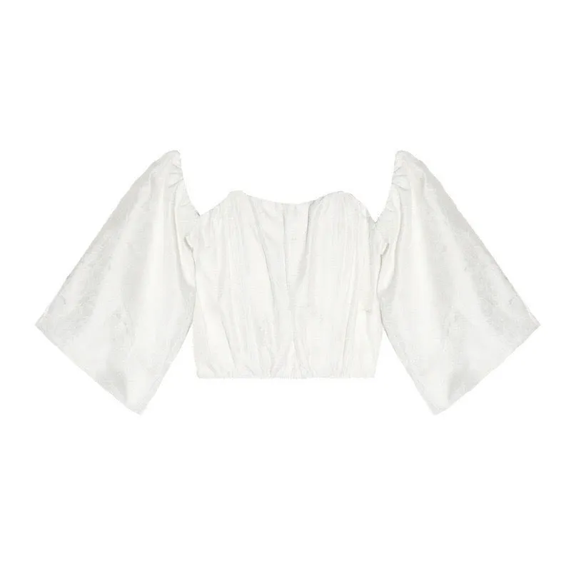 Elastic Waist Off the Shoulder Crop Blouse