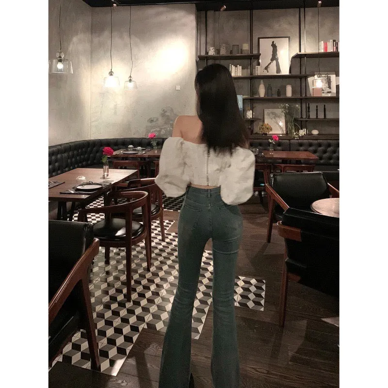 Elastic Waist Off the Shoulder Crop Blouse