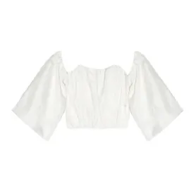 Elastic Waist Off the Shoulder Crop Blouse