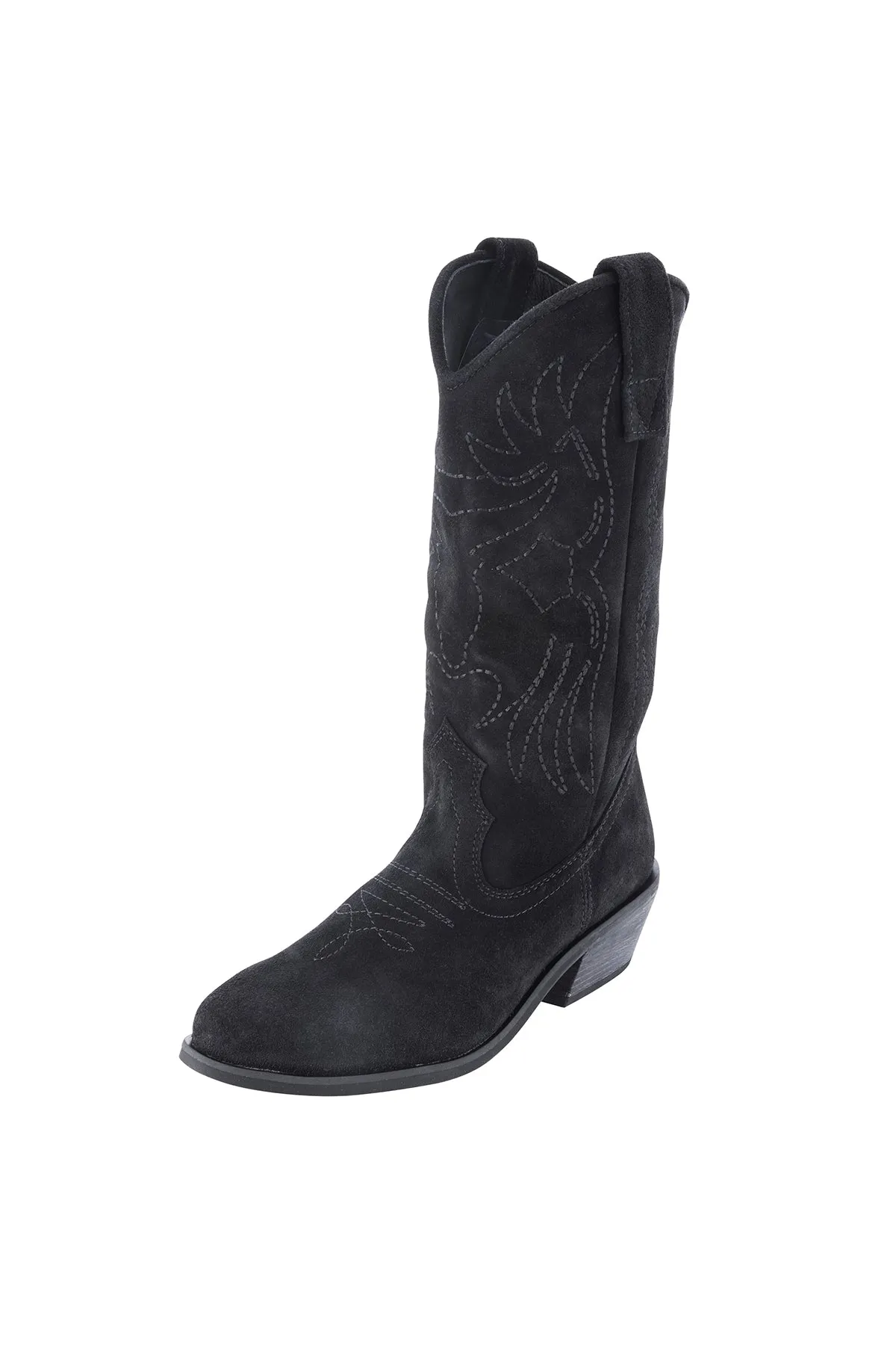 EMBROIDERED BLACK SUEDE BOOT