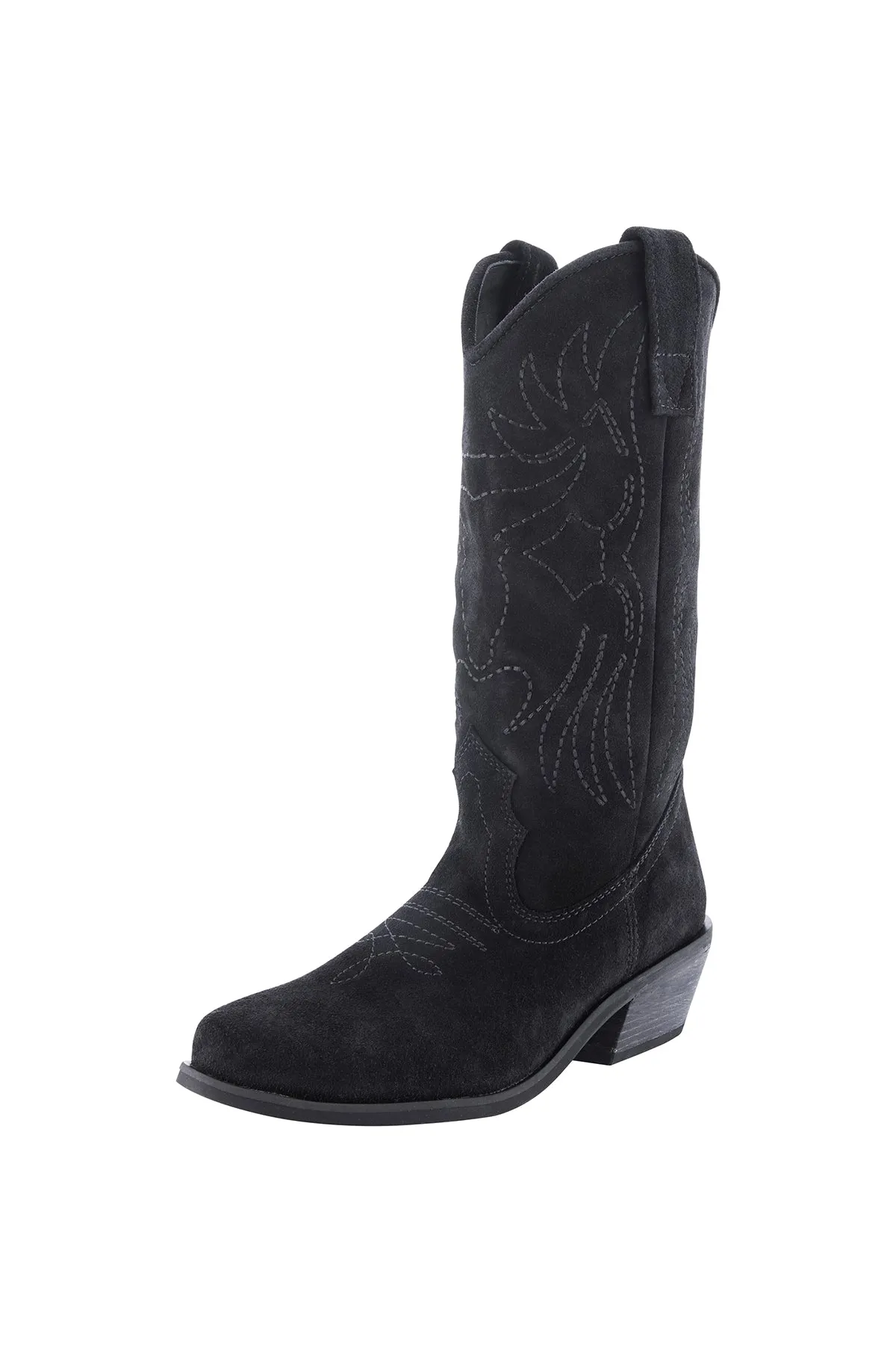 EMBROIDERED BLACK SUEDE BOOT