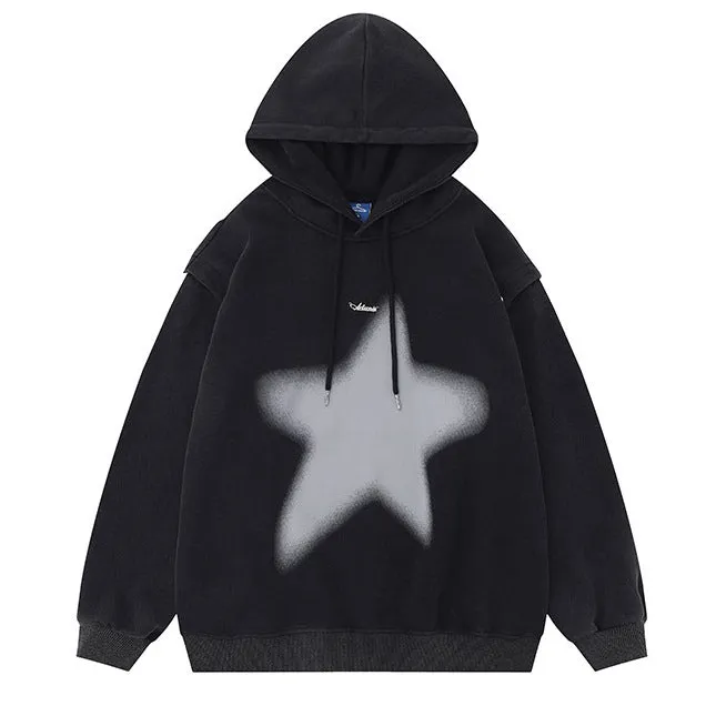 Fashionkova Y2K Hoodie with Graffiti Star Print