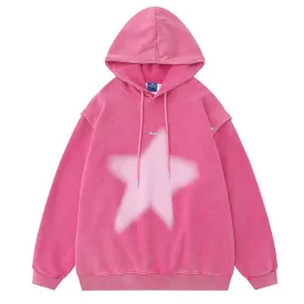 Fashionkova Y2K Hoodie with Graffiti Star Print
