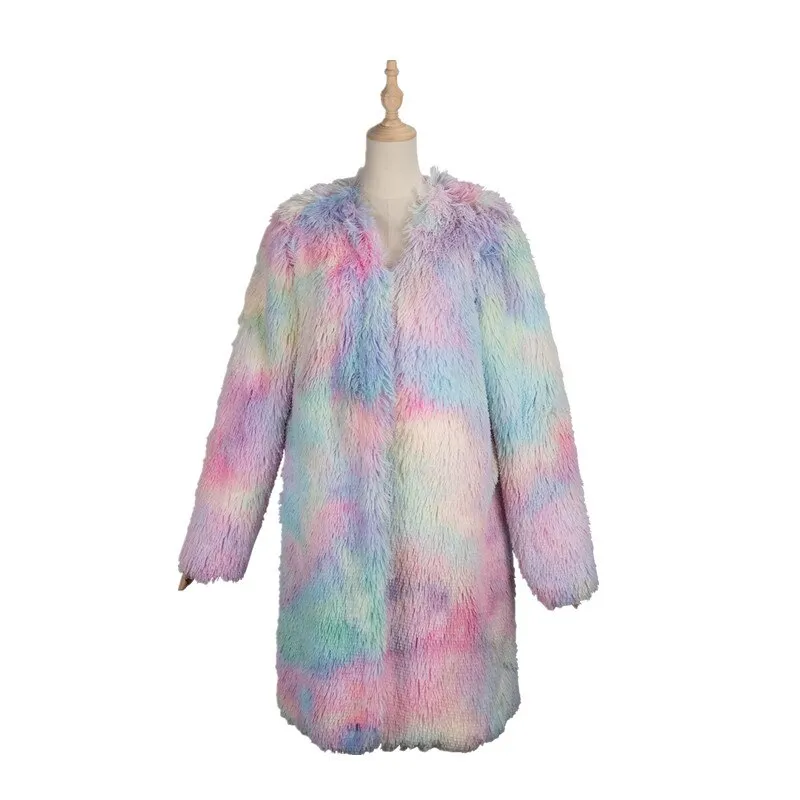 Faux Fur Tie-Dye Coat