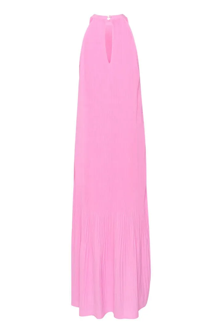 FLORAL HALTER NECK PLEATED DRESS