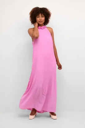 FLORAL HALTER NECK PLEATED DRESS