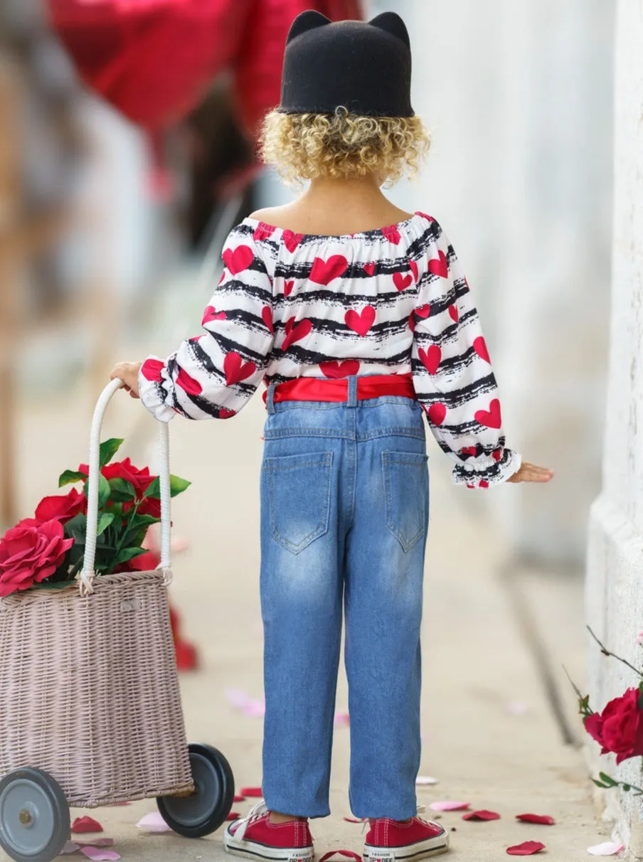 Heart On Your Sleeve Patched Jeans Set