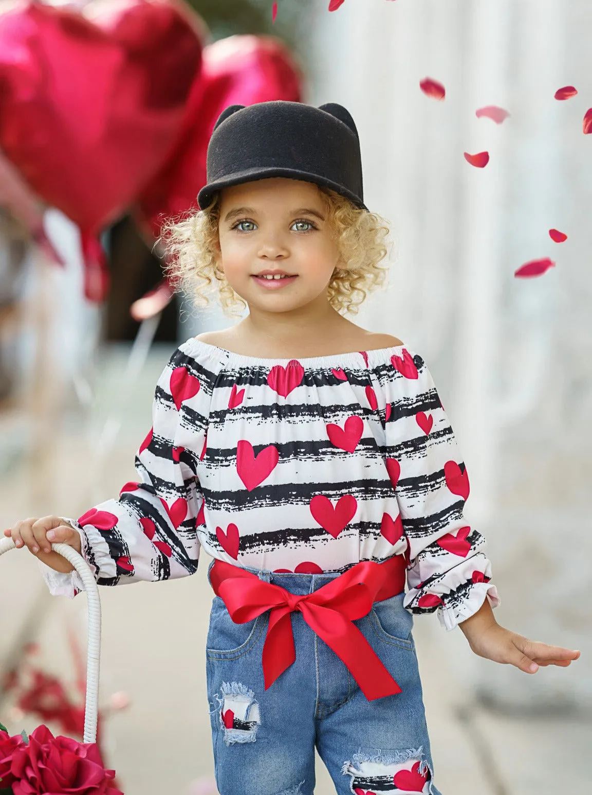 Heart On Your Sleeve Patched Jeans Set