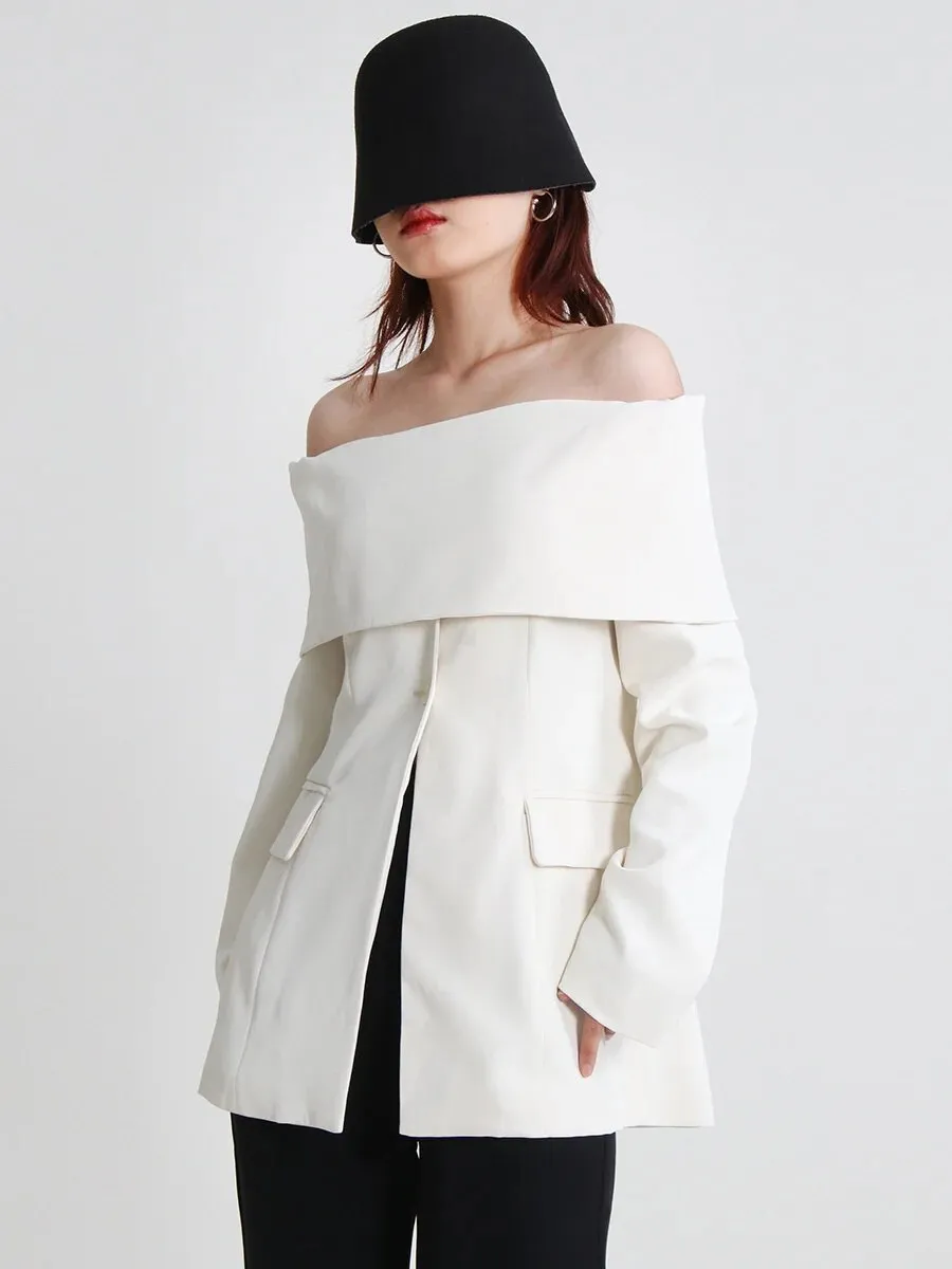 HEYFANCYSTYLE Off-Shoulder Blazer Blouse