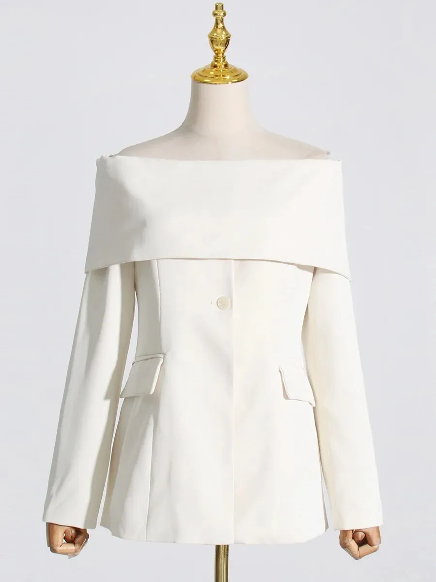 HEYFANCYSTYLE Off-Shoulder Blazer Blouse
