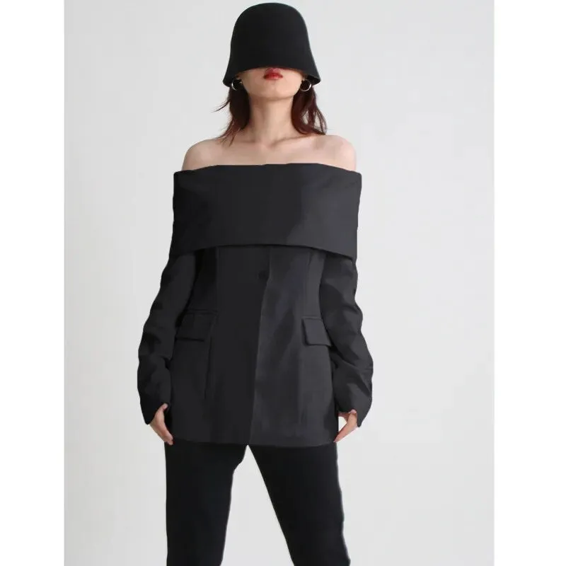 HEYFANCYSTYLE Off-Shoulder Blazer Blouse