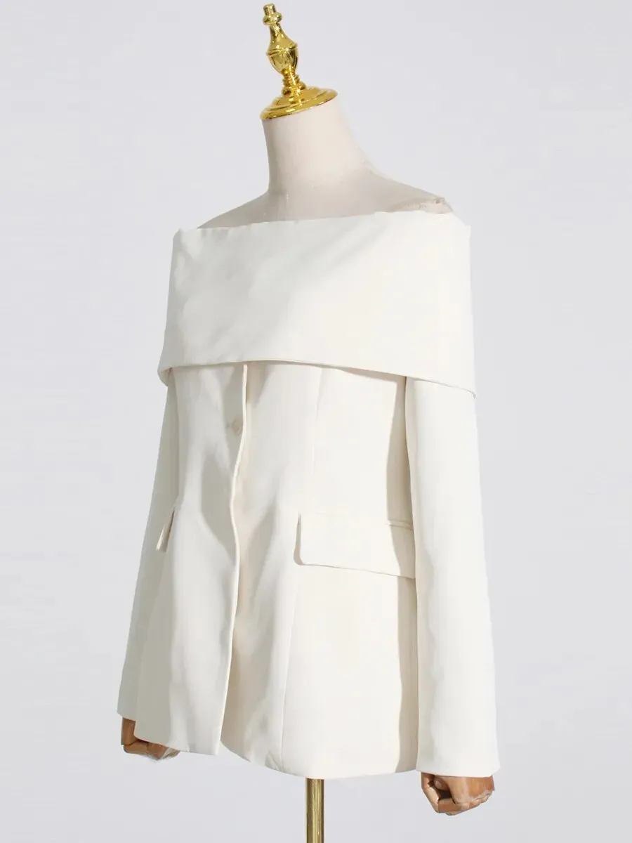 HEYFANCYSTYLE Off-Shoulder Blazer Blouse