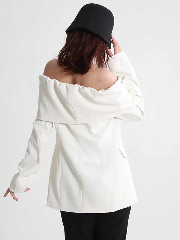HEYFANCYSTYLE Off-Shoulder Blazer Blouse