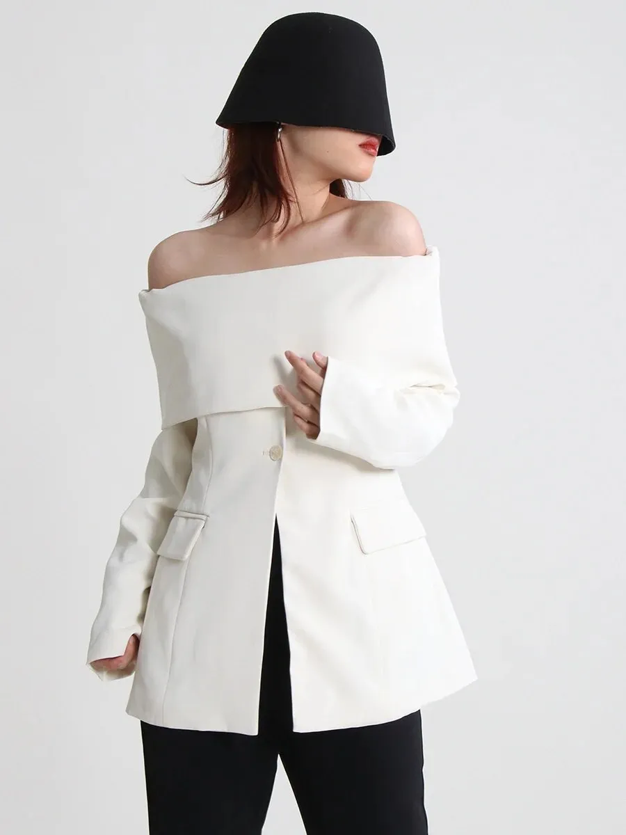 HEYFANCYSTYLE Off-Shoulder Blazer Blouse