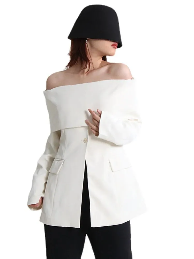 HEYFANCYSTYLE Off-Shoulder Blazer Blouse