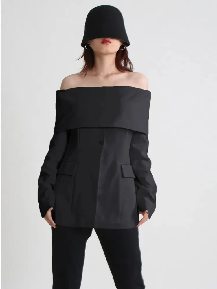 HEYFANCYSTYLE Off-Shoulder Blazer Blouse