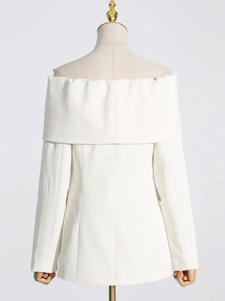 HEYFANCYSTYLE Off-Shoulder Blazer Blouse