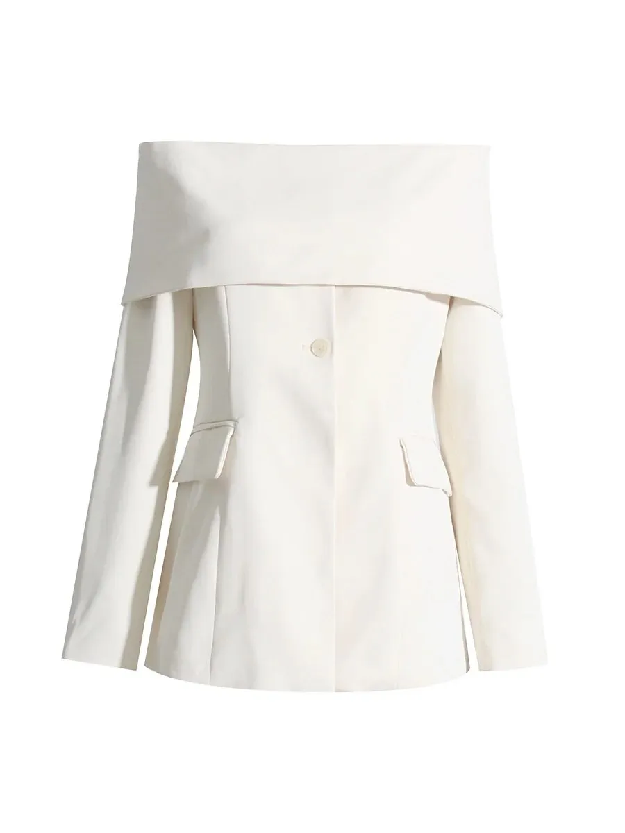 HEYFANCYSTYLE Off-Shoulder Blazer Blouse