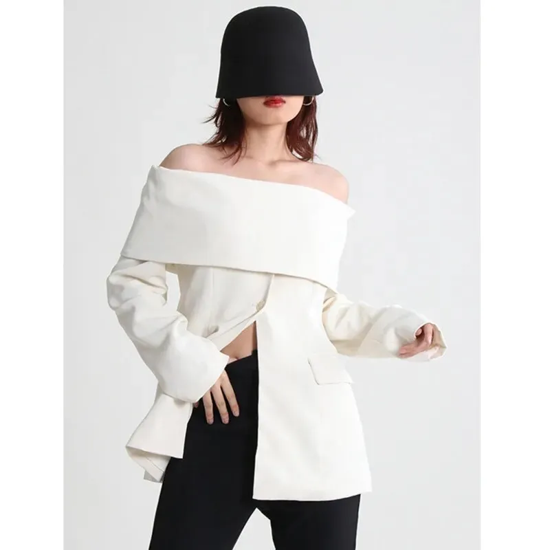 HEYFANCYSTYLE Off-Shoulder Blazer Blouse