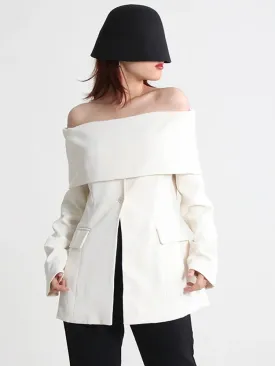 HEYFANCYSTYLE Off-Shoulder Blazer Blouse