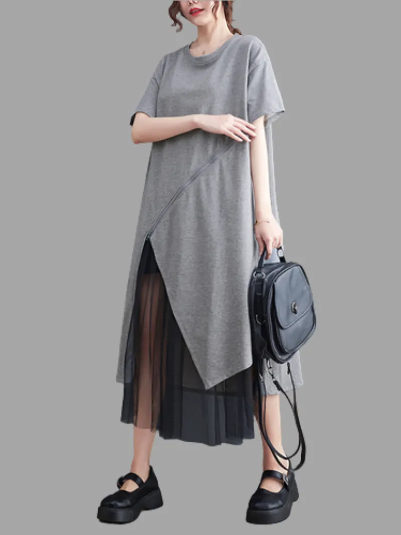 Keep Moving Round Neck A-line Dress
