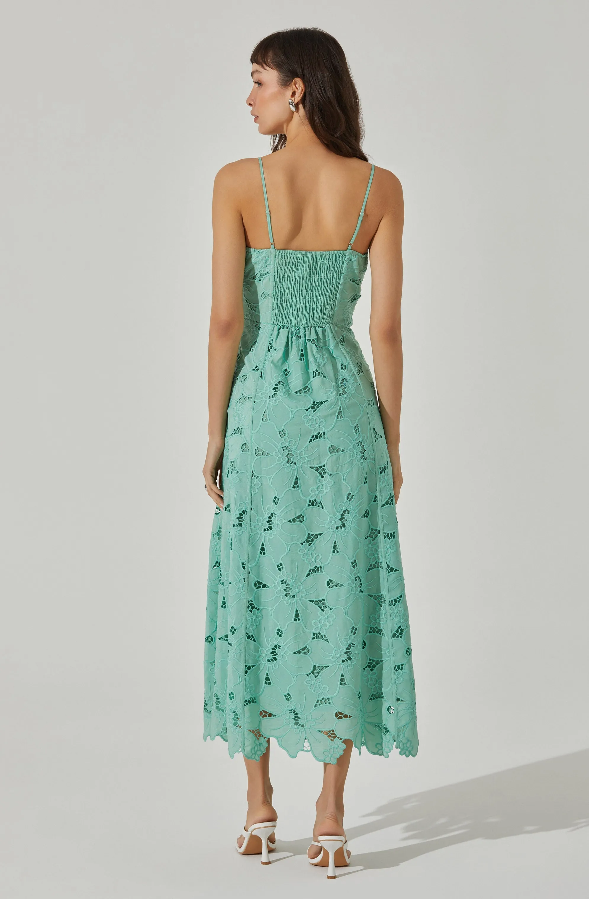 Lace Floral Eyelet Midi Dress
