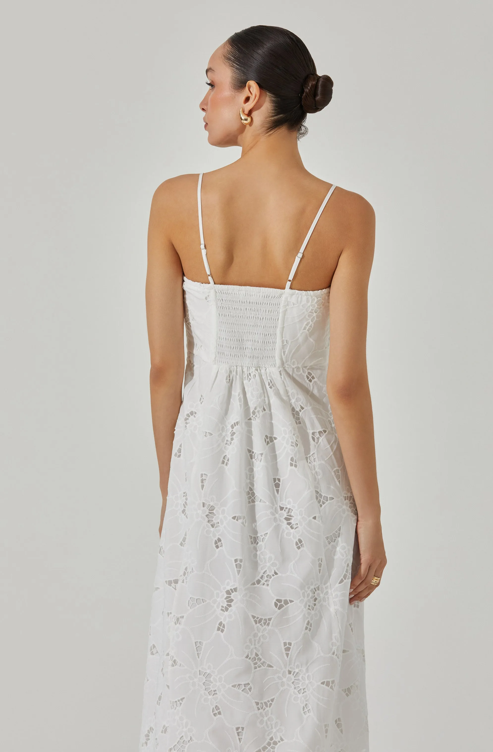 Lace Floral Eyelet Midi Dress
