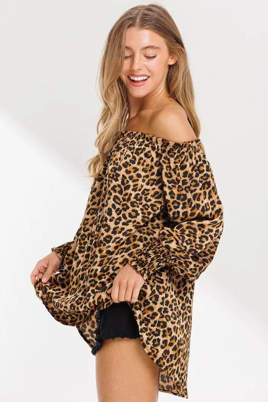 Leopard Off Shoulder Blouse