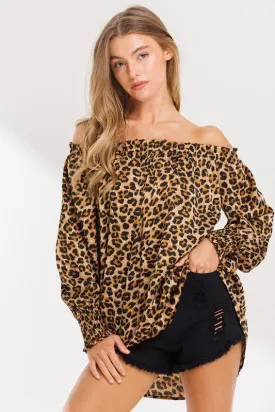 Leopard Off Shoulder Blouse