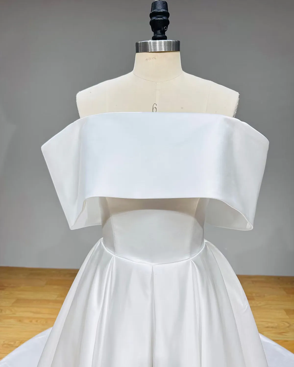 Light Effect Satin A-Line Off the Shoulder Wedding Dress Zipper Back