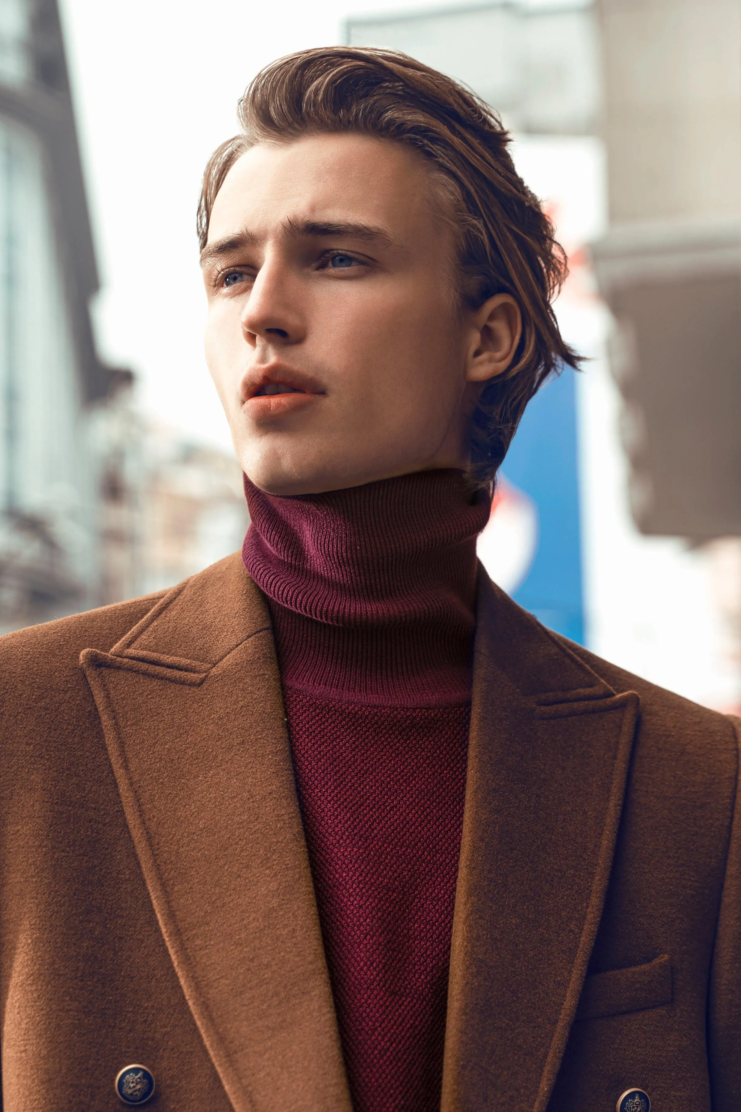LONG COAT DOUBLE BREASTED  BROWN