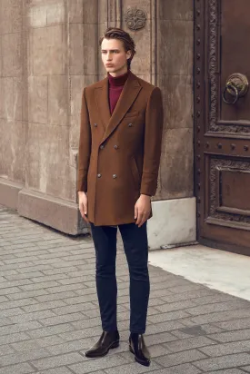 LONG COAT DOUBLE BREASTED  BROWN